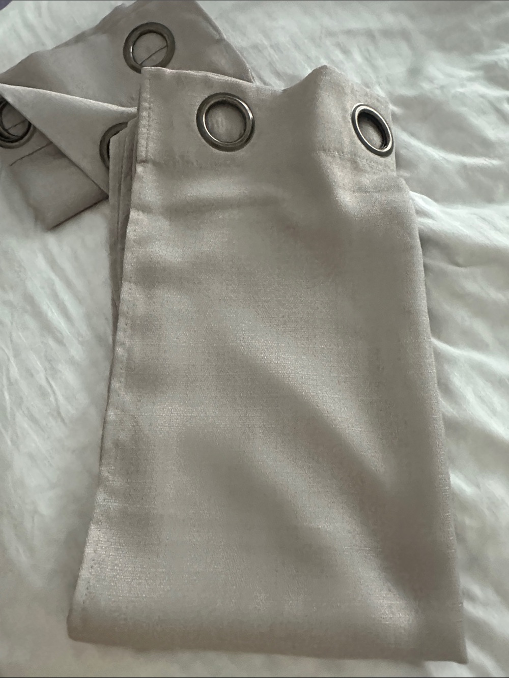 Pair of Neutral Grommet Curtains - Light Gray/Silver Size 40 * 84L